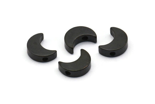 Black Moon Bead - 12 Crescent Moon Brass  Black Oxidized Crescent Moon Beads, Charms (8.5x11.5mm) D0021 S541