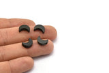 Black Crescent Moons, 12 Oxidized Brass Black Crescent Moon Beads, Charms (8.5x11.5mm) D0021 S541