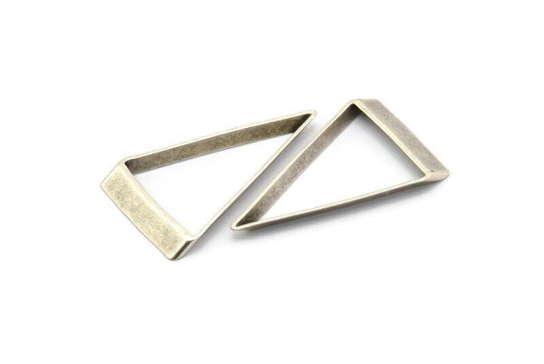 Cut Triangle Connector, 24 Antique Silver Plated Brass Triangle Thick Cut Connectors (17x30x0.45x2mm) D0222 H0641