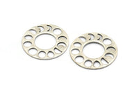 Ay Evreleri Kolye, 2 Antik Gümüş Kaplama Pirinç Daire Kolye, Küpe Bulguları (33x1mm) U121 H0373