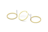 Brass Circle Earring, 10 Raw Brass Circle Stud Earrings (20x1x1mm) Bs 1094 A1743