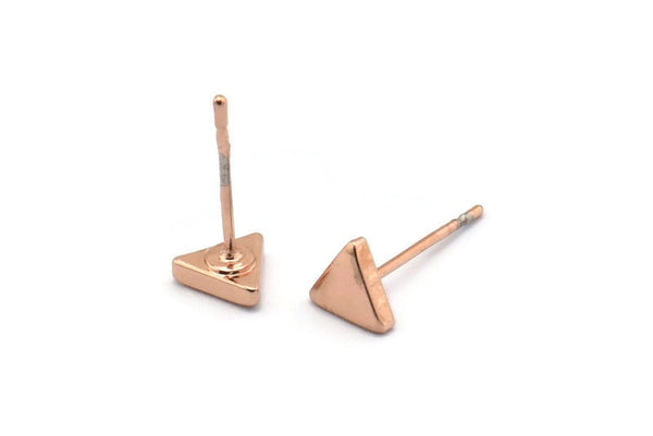 Rose Gold Triangle Earring, 10 Rose Gold Plated Brass Triangle Stud Earrings (5x1.5mm) D863 A1320