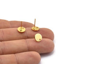 Gold Round Earring, 6 Gold Plated Brass Round Stud Earrings With 1 Hole (8x1mm) E078 A1772