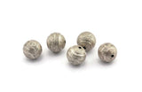 Silver Ball Bead, 10 Antique Silver Plated Brass Spacer Beads, Findings (12mm) D1238