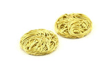 Brass Round Charm, 4 Raw Brass Wire Charms, Earrings, Findings (25mm) D1251