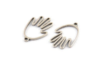 Silver Hand Charm, 12 Antique Silver Plated Brass Hand Charms With 1 Loop (20x13x0.80mm) D1255