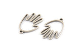 Silver Hand Charm, 12 Antique Silver Plated Brass Hand Charms With 1 Loop (20x13x0.80mm) D1255