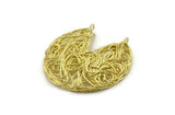 Brass Pizza Charm, 2 Raw Brass Pizza Slice Wire Charms, Brass Wire Pendants With 2 Loops, Findings (46x43mm) D1259 A2166