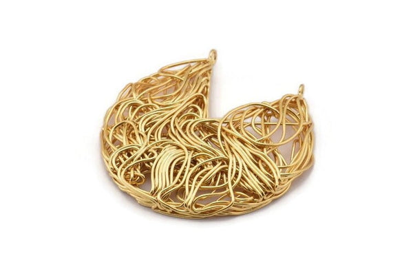 Altın Pizza Tılsımı, Altın Kaplama Pirinç Pizza Dilimi Tel Tılsımlar, 2 Halkalı Altın Tel Kolye, Bulgular (46x43mm) D1259 A2166
