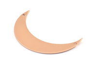 Rose Gold Crescent Charm, 2 Rose Gold Plated Brass Moons with 2 Holes (44x11x0.80mm) Moon18 Q0279