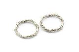 Silver Circle Connector, 2 Antique Silver Plated Brass Circle Connectors Closed Ring (24x2mm) N1722