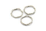 Silver Circle Connector, 2 Antique Silver Plated Brass Circle Connectors Closed Ring (24x2mm) N1722