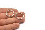 Silver Circle Connector, 2 Antique Silver Plated Brass Circle Connectors Closed Ring (24x2mm) N1722