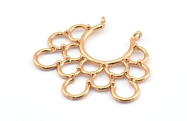 Ethnic Circle Pendant, 1 Rose Gold Plated Brass Pendants With 2 Loops, Pendants, Charms, Findings (35.5x39x1.4mm) U036 Q0424
