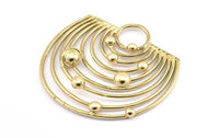 Gold Solar System, 1 Gold Plated Brass Solar System Pendant With 1 Loop,Necklace Finding, Earring Findings (43x46x1.5mm) U145 Q0428