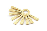 Gold Sun Pendant, 1 Gold Plated Brass Hammered Sunny Pendants With 1 Loop (44x31x2mm) BS 1924 Q0433