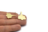 Brass Leaf Earring, 6 Raw Brass Leaf Stud Earrings (25x21x0.80mm) M03265 A2594