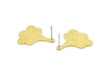 Brass Leaf Earring, 4 Textured Raw Brass Leaf Stud Earrings (25x21x0.80mm) M03273 A2595