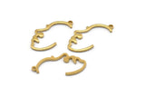 Brass Face Charm, 24 Raw Brass Face Charms With 1 Loop, Pendants, Earrings, Findings (21x11x1mm) D999