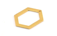 Hexagon Choker Charm, 3 Gold Plated Brass Hexagon Charms With 1 Hole, Pendants, Findings (26.5x19x1mm) E018 Q0529
