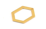 Hexagon Choker Charm, 3 Gold Plated Brass Hexagon Charms With 1 Hole, Pendants, Findings (26.5x19x1mm) E018 Q0529
