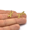 Brass Dragonfly Earring, 6 Raw Brass Dragonfly Stud Earrings (21x14mm) N1668