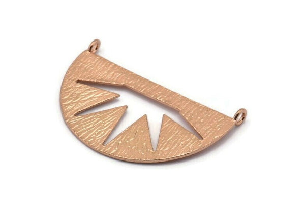 Lightning Etnik Kolye, 2 Halkalı 1 Gül Altın Kaplama Pirinç Yarım Daire Kolye (38x22x0,9 mm) BS 1949 Q0579
