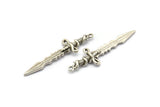 Silver Sword Charm, 2 Antique Silver Plated Brass Sword Charms With 1 Loop, Snake Sword (49x14mm) N1694
