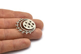 Silver Star Charm, Antique Silver Plated Brass Star Charm With 1 Loop (32x30x1.2mm) N1710