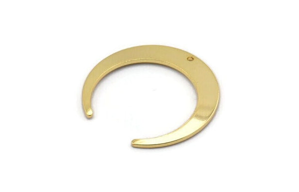 Altın Ay Tılsımı, 1 Delikli 2 Altın Kaplama Pirinç Hilal Ay Tılsımı, Bağlantı Parçaları (26x27x1mm) D0692 Q0760