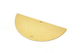 Gold Half Moon, 2 Gold Plated Brass Textured Semi Circle Blanks With 2 Holes, Charms, Earrings, Pendants (36x18x0.60mm) D0665 Q0761