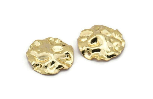 Gold Wavy Disc, 4 Gold Plated Brass Wavy Disc Charms With 1 Hole, Earrings, Findings (19x18x0.60mm) D0727 Q0764