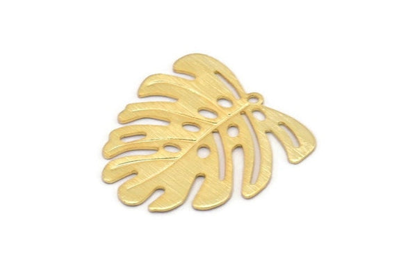 Altın Monstera Tılsımı, 1 Halkalı 6 Altın Kaplama Pirinç Dokulu Monstera Yaprağı Tılsımı, Kolye Uçları, Küpeler, Bulgular (21x22x0,5 mm) D872 Q0774