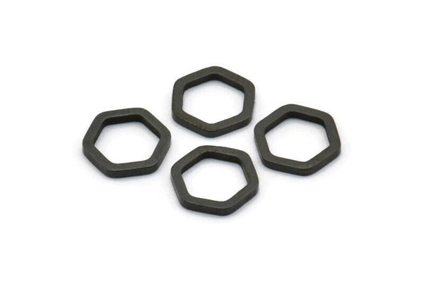 Siyah Altıgen Tılsım, 50 Oksitlenmiş Siyah Pirinç Altıgen Yüzük Tılsımı (8x1mm) BS 1219 S175