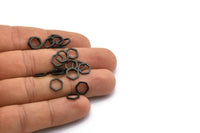Siyah Altıgen Tılsım, 50 Oksitlenmiş Siyah Pirinç Altıgen Yüzük Tılsımı (8x1mm) BS 1219 S175