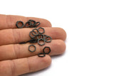 Siyah Altıgen Tılsım, 50 Oksitlenmiş Siyah Pirinç Altıgen Yüzük Tılsımı (8x1mm) BS 1219 S175