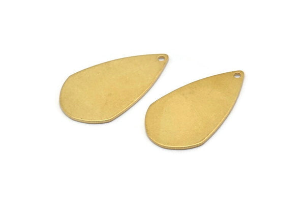 Brass Drop Charm, 12 Raw Brass Drop Charms With 1 Hole, Earrings, Findings (27x16x0.80mm) D1221