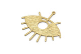 Brass Eye Charm, 6 Textured Raw Brass Eye Charms With 1 Loop, Pendants, Earrings (43x39x1mm) D1136