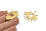 Brass Eye Charm, 6 Textured Raw Brass Eye Charms With 1 Loop, Pendants, Earrings (43x39x1mm) D1136