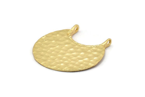 Ethnic Crescent Pendant, 1 Gold Plated Brass Ethnic Crescent Pendants With 2 Loops (34x22x1mm) U110 Q0338