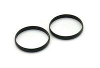Black Circle Connectors, 2 Oxidized Black Brass Circle Connectors (40x1.5x5mm) D1343 H1389