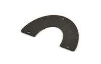 Black Geometric Charm, 4 Textured Oxidized Black Brass Semi Circle Blanks With 3 Holes (34x21x0.80mm) D1367