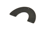Black Geometric Charm, 4 Textured Oxidized Black Brass Semi Circle Blanks With 3 Holes (34x21x0.80mm) D1367