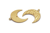 Hammered Crescent Pendant, 2 Gold Plated Brass Hammered Crescent Pendants With 1 Loop and 1 Hole (25x10x1mm) U146 Q0358