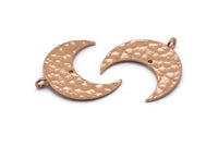 Hammered Crescent Pendant, 2 Rose Gold Plated Brass Hammered Crescent Pendants With 1 Loop and 1 Hole (25x10x1mm) U146 Q0358