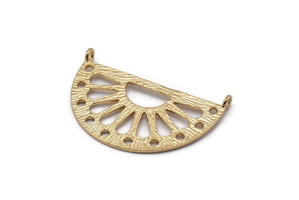 Etnik Güneş Kolye, 2 Halkalı 1 Altın Kaplama Pirinç Yarım Daire Kolye (38x22x1mm) BS 1944 Q0431