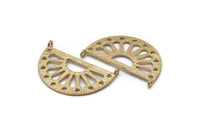 Etnik Güneş Kolye, 2 Halkalı 1 Altın Kaplama Pirinç Yarım Daire Kolye (38x22x1mm) BS 1944 Q0431
