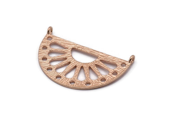 Ethnic Sun Pendant, 1 Rose Gold Plated Brass Semi Circle Pendant With 2 Loops (38x22x1mm) BS 1944 Q0431