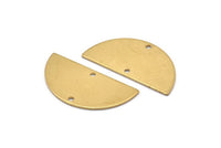 Semi Circle Pendant, 10 Raw Brass Semi Circle Blanks With 2 Holes (30x15x0.80mm) D0388