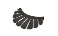 Black Fringed Pendant, 4 Oxidized Black Brass Fringed Charms With 2 Holes, Findings (30x17x0.80mm) D1384